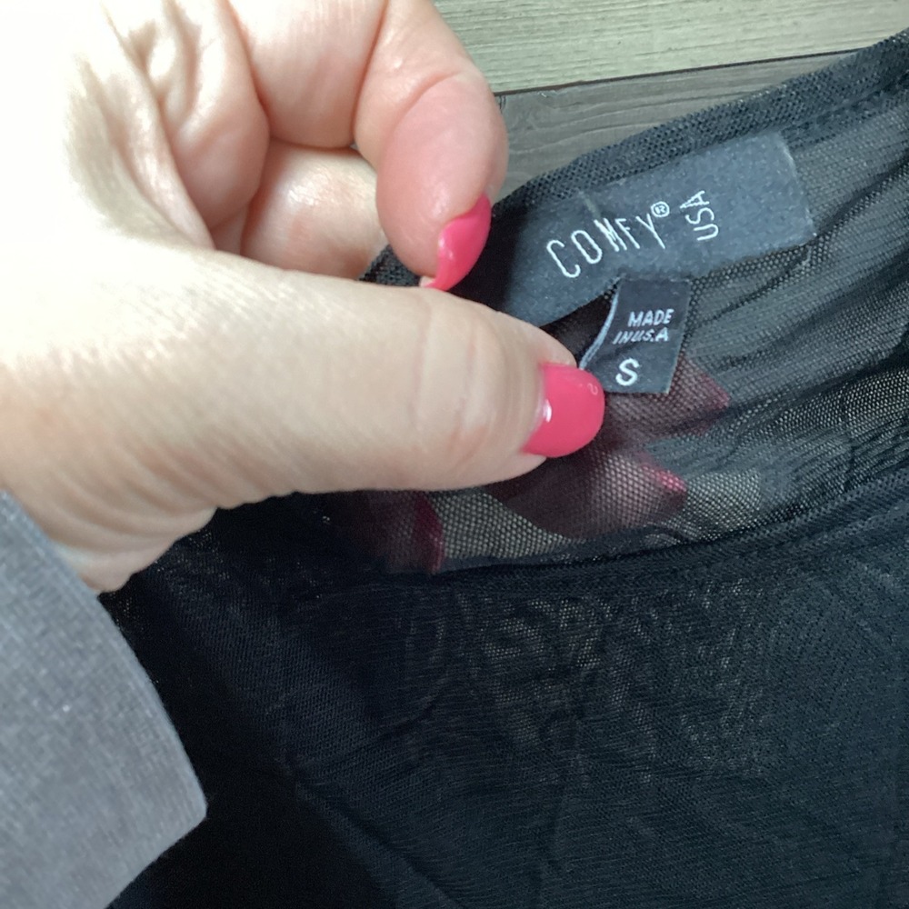 Comfy U.S.A sheer 3/4 sleeve top in black‎ Size Small WOMANS - Picture 2 of 6